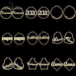 Hoop Huggie Nextvance Custom Earrings Stainless Steel Personalised Name hoop Earring Nameplate Handmade For Women Anniversary Jewelry Gift 230710