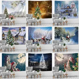 Tapices Feliz Navidad decoración tapiz impreso hogar sala de estar dormitorio pared decoración fondo tela tapiz R230710