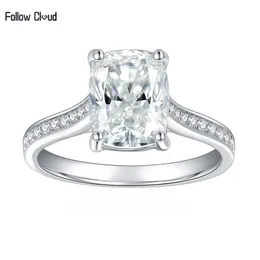 클라우드 7x9mm 사각형 3 Moissanite Ring 925 스털링 실버 Moissanite 다이아몬드 웨딩 밴드 웨딩 파티