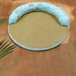 Kühlmatte für Hunde, Sommer-Kühlkissenbett mit niedlichen Drucken, Sommer-Rattan-Matte, Katzennest