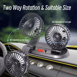 Elektriska fläktkameror 12V 24V bilfläkt Kylbilsbil Fan Dual Head USB Car Fan Justerbar Auto Cooler Air Fan Car Accessories Wind Regulation