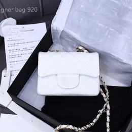Mini sac à rabat Designer Femmes sacs en cuir véritable agneau classique sac à main Hangbag blanc designer cc sac à rabat bandoulière épaule or chaîne rigide taille du sac 17 cm