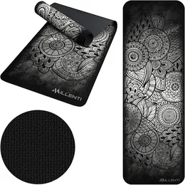 Yoga Mat Gym Mats - 6mm Thick Suede Texture Material, Premium-Design Print, Non-Slip Exercise Mat - Dense Cushioning for Home Workouts, Pila