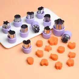 Baking Tools 12pcs/set Stainless Steel Cookie Cutters Vegetable Fruit Pressable Mold Sandwich Bread Stamps For Kids Food