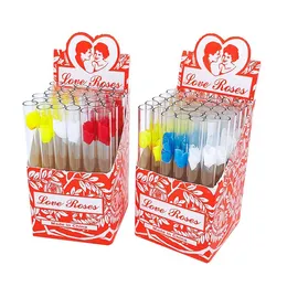 Bong aşk gül cam duman boruları ile plastik çiçek içinde 36 adet bir kutuda tütün boruları sigara içme aksesuarı shisha vape kalem dab teçhizat