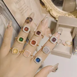 Кластерные кольца простое кольцо с конфетами для женщин 925 Silver Fashion Super Flash Screen Party Подарок на день рождения оптом