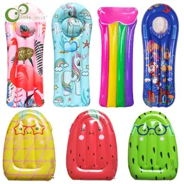 Sand Play Water Fun Children's Inflatable Floating Row Color Unicorn Fruit Pattern Toys Pool Party Swimming Practice Summer Surfboard 230711
