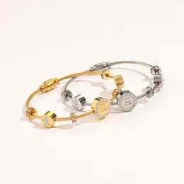 2Colors Stili di fascia alta Designer Bracciale in acciaio inossidabile Moda Uomo Donna Placcatura in oro 18 carati Bracciali in cristallo placcato argento Amanti Bracciale Accessori per gioielli