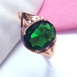 Pierścionki klastrowe w 585 fioletowo-złote jasne luksusowe proste zielony kamień szlachetny dla kobiet platerowane 14K Rose klasyczny pierścionek zaręczynowy biżuteria