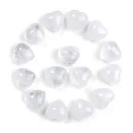 Kamień naturalny biały kryształowe ozdoby rzeźbione 15X10Mm czakra serca uzdrawianie reiki kwarcowy minerał spadł kamienie szlachetne ręcznie Home Decor Dro Dhw1O