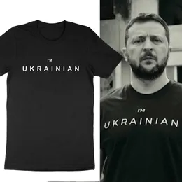 Raincoats Ich bin ukrainisches Zelensky-T-Shirt, stolz auf die Ukraine, Herren-T-Shirt, kurzärmelig, lässig, 100 % Baumwolle, Oneck-Sommerhemden