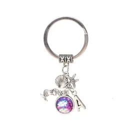 حلقات رئيسية أزياء Druzy Druzy Mermaid Schell Shell Starfish Pendant keychain سلسلة الأسماك لتلميسة للنساء سيدة المجوهرات قطرة التسليم dhzgu