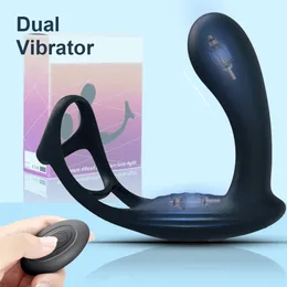 Anal Toys Wireless Vibrator Anal Plug Prostate Massage Penis Ring Fördröjning Sexleksaker för män Buttplug Silikon Uppladdningsbar 10 vibrationslägen 230718