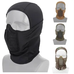 Outdoor Airsoft Tactical Mask Hood Shooting Face Protection Gear Metal Steel Wire Mesh Half Face NO03-016206t