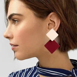 Stud Korean version of the paint geometric square earrings exaggerated fashion simple wild red retro cold wind female 230710