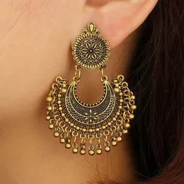 Stud Ethnic Gold Color Indian Jhumka Earrings for Women Pendient Heart Shape Beads Tassel Earring 2023 Vintage Brincos Jewelry 230710