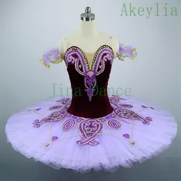 大人ダークパープルプロのバレエチュチュ衣装子供競技バレエ大皿チュチュ紫色の女性の古典的な衣装チュチュ Balle309o