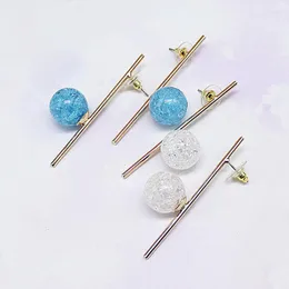 Kolczyki sztyfty Prosty Akryl Biały Niebieski Koraliki Długi kij Metal Dla Kobiet Moda Biżuteria Party Prezenty