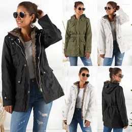 Trench da donna Donna Inverno Addensare Parka Cappotto lungo in peluche Cappotto caldo in cotone con maniche con cappuccio 2023 Taglie forti 3XL