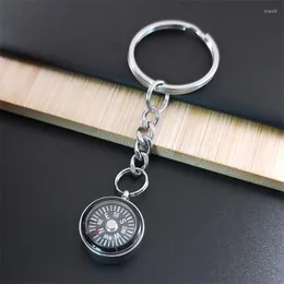 Keychains Mini Survival Tool Outdoor Compass Key Chain For Women Men Stainless Steel Navigator Compasses Ring Jewelry Gifts K6133S08