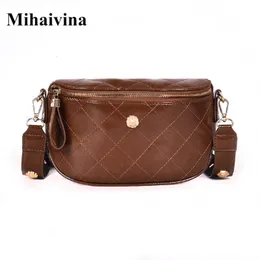 Waist Bags Mihaivina Women Bag Leather Fanny Pack Fashion Belt Chest Girls Shoulder Backpack Casual Phone Pouch 230711