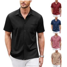 Men's Casual Shirts Buckle Short Sleeve Loose Fitting Beach Roman Knit Day Costume Men Body Shirt Top With Collar Mens