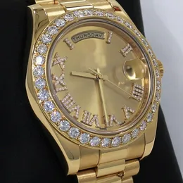 Luxuriöses DJ Factory 2813 Automatikwerk II President 218238, 18 Karat Gelbgold, 41 mm Diamantlünette, Zifferblatt aus Edelstahl, Tauchen mit Originalverpackung