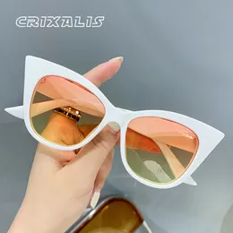 CRIXALIS 패션 고양이 눈 선글라스 여성 반대 파티 섹시한 그라디언트 태양 안경 숙녀 UV400 Sonnenbrille Damen