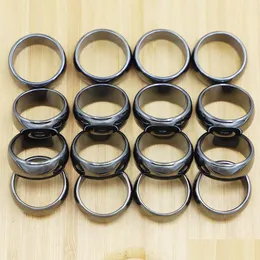 Solitärring 6 mm hochwertige Hämatitringe nicht magnetisch Damen Partyschmuck Glattschliff Gesicht Schwarz Freund Geschenk Anillos Zubehör Dh6B7