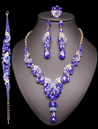 Collana di orecchini di cristallo di moda Set di gioielli africani Set di gioielli da sposa di lusso indiano per la festa nuziale Regali di gioielli per le donne5380681