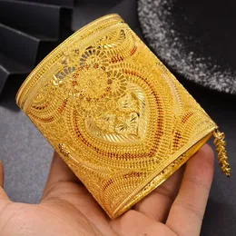 Bangle Luxurio Bride 24K Gold Color Dubai Banles for Women African Etiopian Bracelets Wedding Biżuteria Prezenty 230710