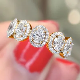 Huitan Elegant Oval Cubic Zirconia Women Rings New Trendy Engagement Wedding Accessories Silver Color/Gold Color Fashion Jewelry