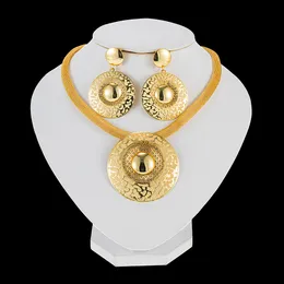 Bracelet Earrings Necklace MUKUN Terndy Nigeria African Gold Necklace and Earring Set Dubai Wedding Jewelry Set Round Exquisite Pendant Party Gift 230711