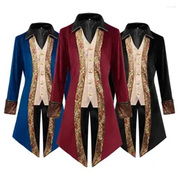 Men's Trench Coats Medieval Tuxedo Gothic Jacket Victorian Coat Steampunk Tailcoat Halloween Party Costume Vintage Frock Outfit