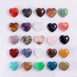 Pedra 25 mm Amor Corações Cristal Natural Ornamentos para Artesanato Quartzo Cristais de Cura Energia Reiki Gema Decoração de Sala de Estar Entrega em Gota Dh5Lr