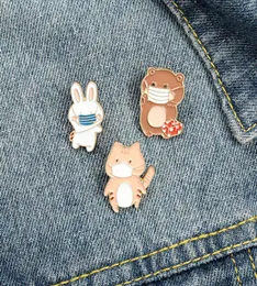 Cartoon Animal Rabbit Bear Emale Brooches Pin для женского модного платья рубашка Demin Metal Funny Brooch Pins Знаки продвижение G4654878