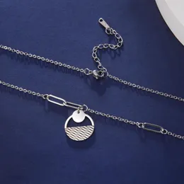 Chaînes Sipuris mode collier pour femmes en acier inoxydable creux demi-rond graver rectangulaire croix chaîne pendentifs bijoux cadeaux