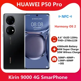 in magazzino originale huawei p50 pro 4g smart phone 6.6 '' oled 120hz fhd + 2700x1228 schermo 4360mah batteria 50mp fotocamera principale otg nfc