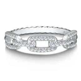 Med sidostensband för Wowen Förlovningsringar S925 Sterling Silver Twist Link Ring D Färg VVSI Diamantbröllop Fine Smycken 230710