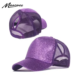 Casquettes de baseball Mode Baseball Femmes Fille Queue De Cheval Cap Paillettes Brillant Messy Bun Chapeau Sun Gorra Casual 230710