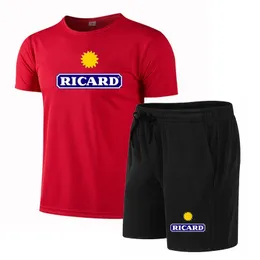 Träningsoveraller för män Sommar TshirtShorts Set Sport RICARD-tryck Fritid Mode Andas Kortärmad T-shirt 230710