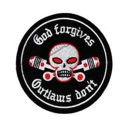 GOD Forgives Outlaw Don't Motorcycle Embroidered Patch Biker Iron On Patch for Jacket Vest Rider Embroidery Patch F2319