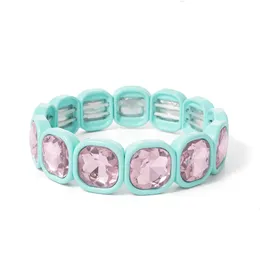 Corrente Grande Cristal Pulseira Elástica Pulseras Mujer Esmalte Estica Pulseira de Vidro Tile Bead Para Mulheres Envio Gratis 230710