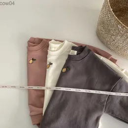 Otoño 2021, ropa infantil de algodón, jersey de manga larga con bordado de pera para bebés y niñas, sudadera L230625