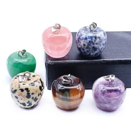 Charms Natural Crystal Stone 20mm Apple Pendant Amethyst Rose Quartz 크리스마스 이브 목걸이 액세서리 여자 소녀 선물 드롭 Del Dh1rv