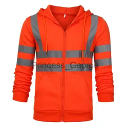 Andere Bekleidung Herren-Fleecejacke in Orange mit hoher Sichtbarkeit, Kapuzenpullover, Pullover mit reflektierenden Kutteln, Arbeitskleidung x0711