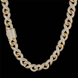 15mm Micro Zircon ClaVicle Chain 8 Word Infinity Necklace Gold Silver Plated Hip Hop Cuban Necklace