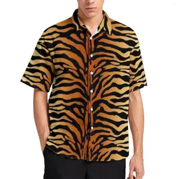 Heren Vrijetijdsoverhemden Tijgerprint Vakantieoverhemd Dier Strepen Hawaiian Man Y2K Blouses Korte mouwen Grafisch Kleding Grote maten 4XL