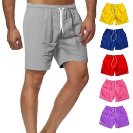 Herrshorts Herr Casual Beachbyxor Fempunktsbyxor Fitnessshorts Enfärgad Sport Andas med mitten av midjan Elastisk Wild Drawstring 230710