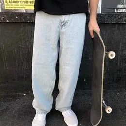 Stora pojke jeans wang yibo samma skateboarding bred ben lösa byxor avslappnade byxor